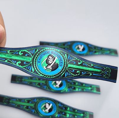 প্রিমিয়াম কাস্টম ওএম জলরোধী ভিনাইল মুদ্রিত সিগার রিং, স্পট ইউভি এবং এমবসড প্রিন্টিং সহ, উচ্চ মানের ব্যক্তিগত ব্র্যান্ডিং জলরোধী সিগার লেবেল স্টিকার