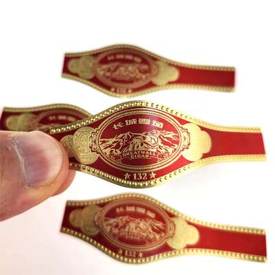 ভালো দাম Custom Round Rectangular Oval Cigar Band Label with Gold Foil Stamping and Embossed Design অনলাইন